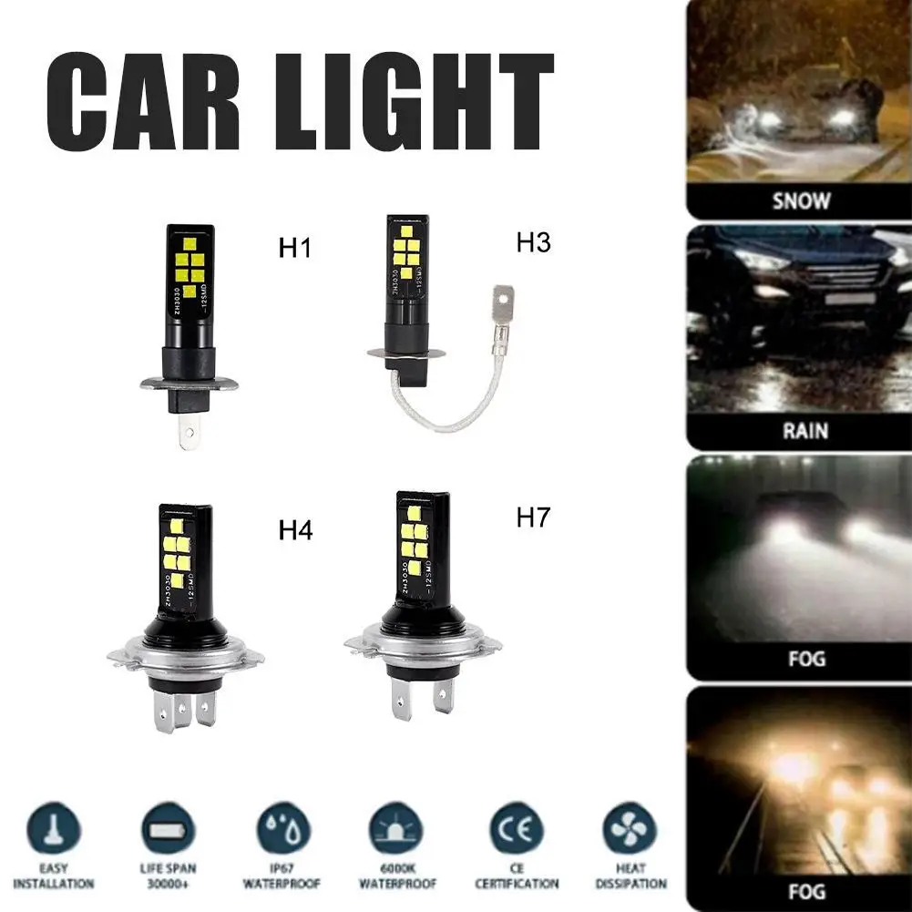 H1 H3 H4 H7 Led Kit Fari Lampadine Abbaglianti Anabbaglianti Fendinebbia Bianco 6000K Lampadine Per Fari Auto Auto Per Jeep Chevy Car