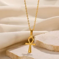 VIntage Christian Jesus Cross Necklaces Pendant For Women Stainless Steel Round Shape Coin Necklaces Choker Prayer Baptism Gifts - Image 4