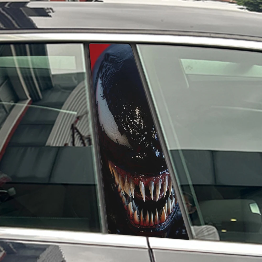 thumbnail image 1 of Pegatinas de vinilo para pilar B de coche, diseño de grafiti de Venom, impermeables, geniales, para cubrir arañazos, protección solar, para puertas de coche, 1 of 5