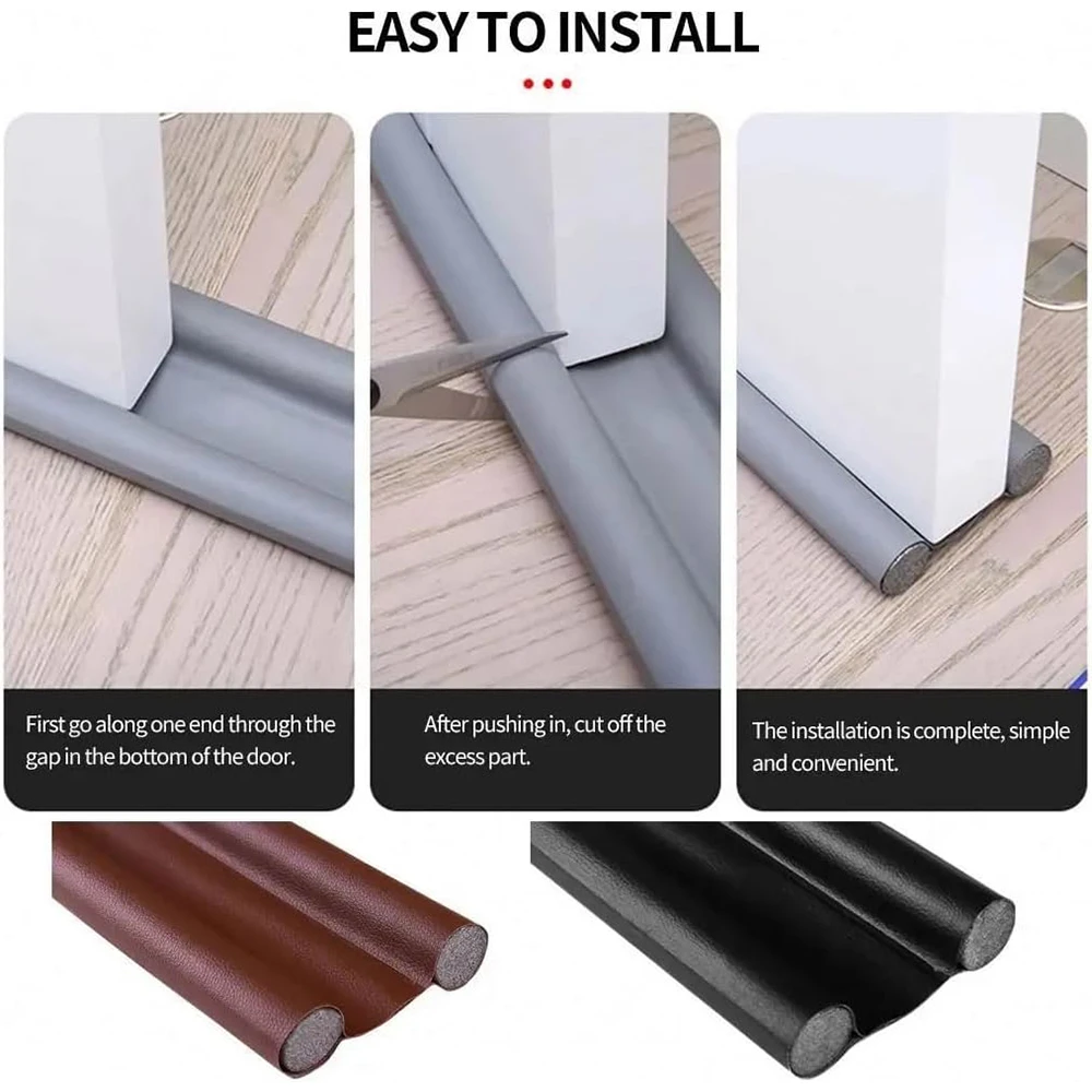 1-4pcs Flexible Door Seal Strip Soundproof Windproof Cuttable Anti-cold Washable Door Gap Weatherstrip Self Adhesive Strip