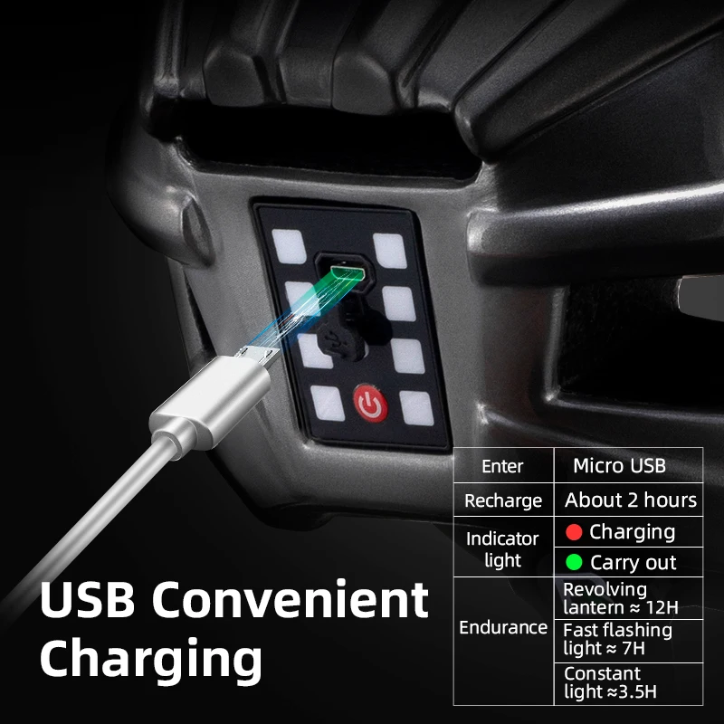 ROCKBROS Bicycle Light Helmet MTB Road USB Warning Rear Light Cycling Helmet EPS PC Intergrally-molded Safety Bike Helmet 5