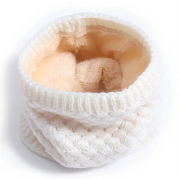 Baby Scarf Kids Hat Scarf Set Kids Girls/Boys Winter Knitted Infinity Scarf Polar Fleece Neck Warmer