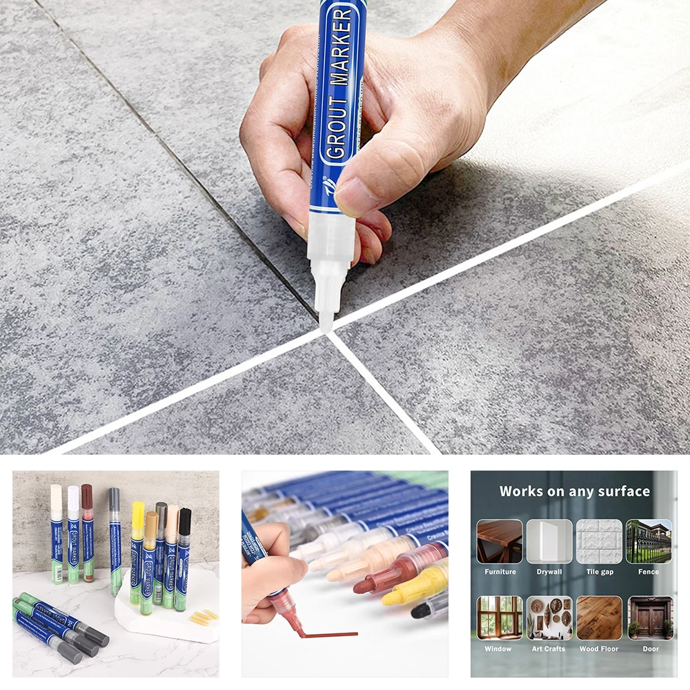 White Waterproof Tile Grout Repair Pen for Bathroom and Floor Decontamination