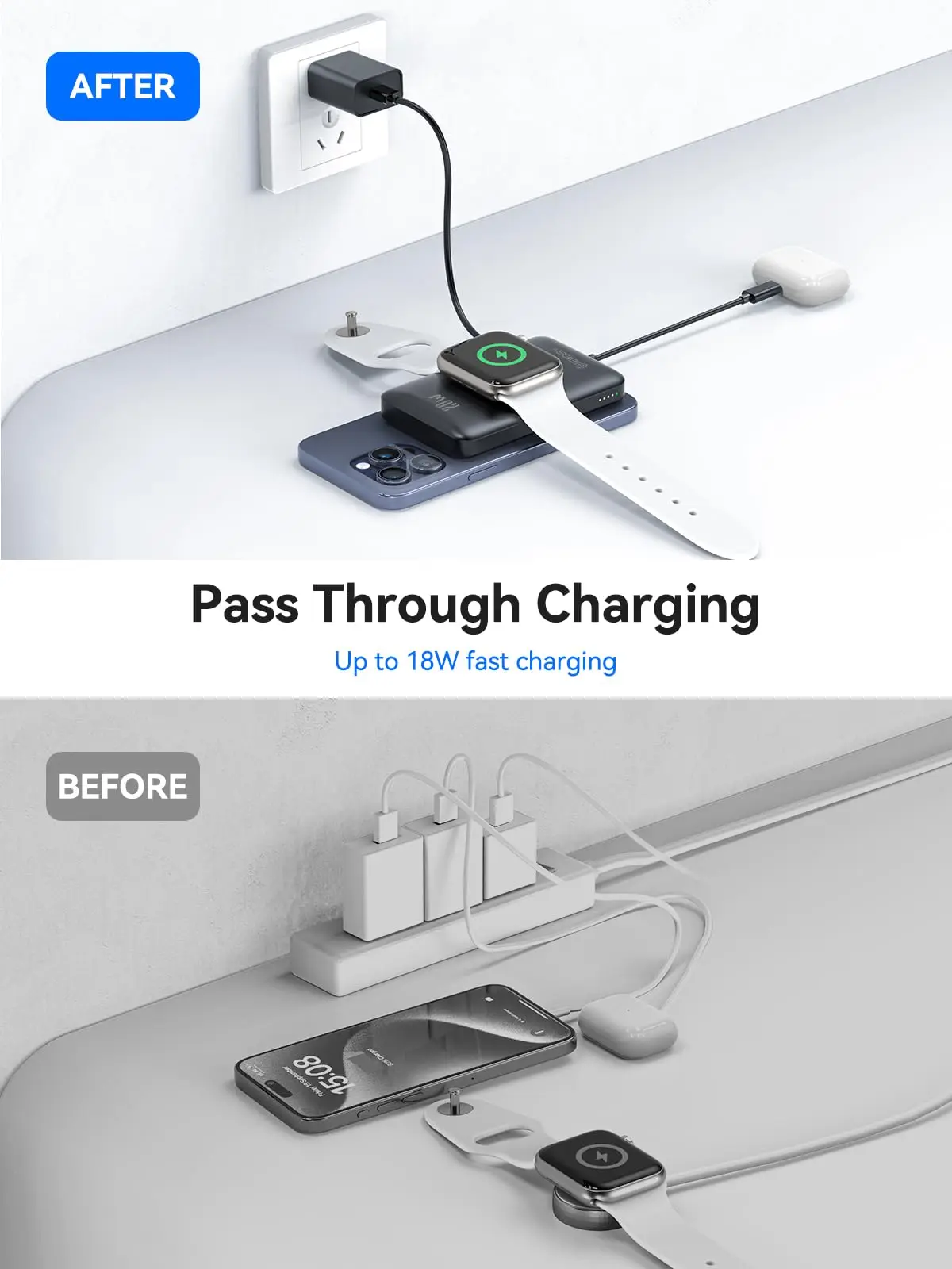 for Magsafe Battery Pack Portable Charger for Apple Watch Ultra/9/8/7/6/5 Wireless Power Bank For iPhone 15/14/13/12 Series 4