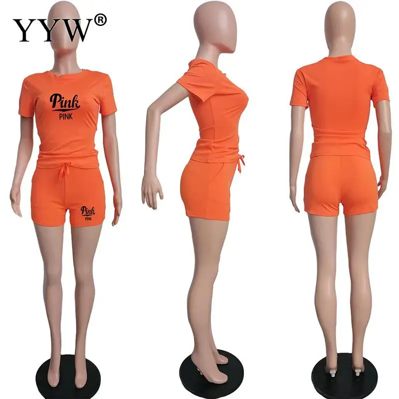 

Женский спортивный костюм с буквенным принтом, повседневный комплект из 2-х предметов, короткий топ и узкие штаны