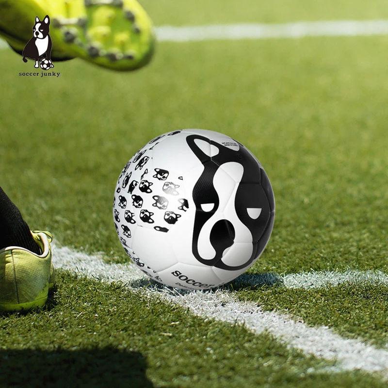 

SoccerJunky Dog's Head Football size 5 Bulldog Black White Tide Hot Paste PU Match Traiing Soccer Ball
