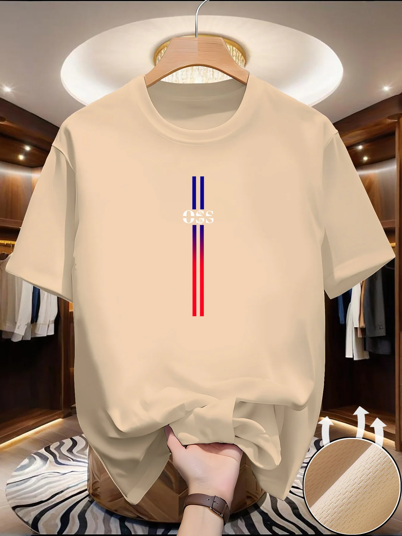 รูปสินค้า เสื้อยืดวิ่งคอกลมแห้งเร็วสำหรับผู้ชายรุ่นใหม่ฤดูใบไม้ผลิ/ฤดูร้อนเสื้อบางพิมพ์ลาย OSS แห้งเร็วแขนสั้นระบายอากาศได้ดีฟิตเนสกีฬา