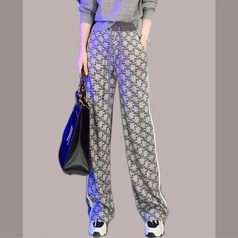 Spring and Autumn Women's Fashion High-end Casual Short Long Sleeve Sweatshirt Trousers Letter Printed Sportswear Set