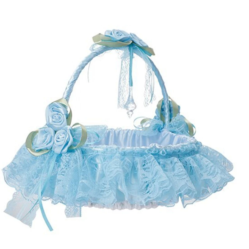 Flower Girl Baskets for Weddings Large Wedding Baskets for Flower Girls Simple Cute Royal Baskets With Lace Satin White