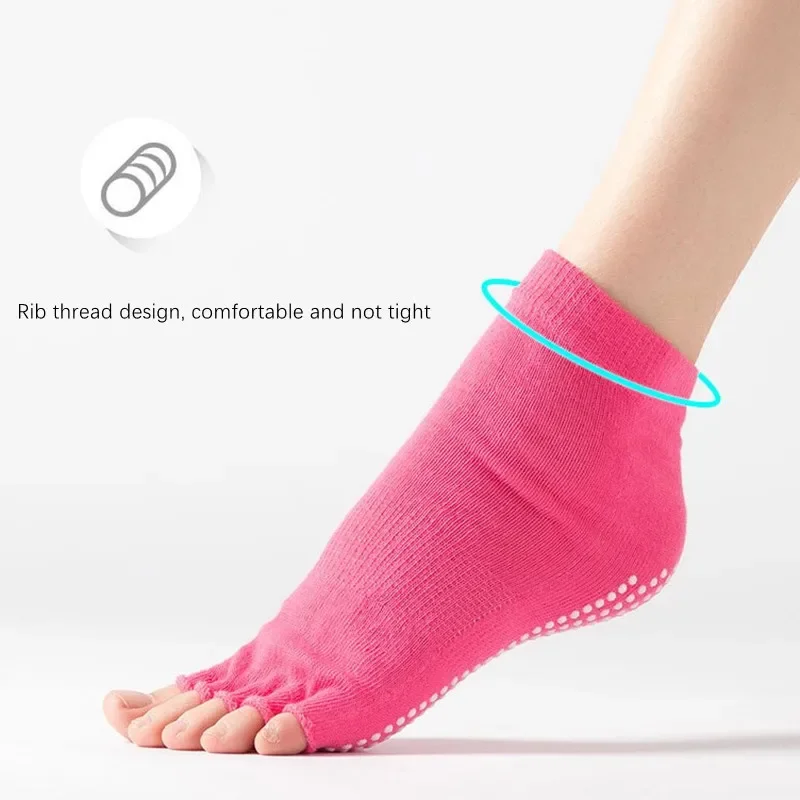 Women Fitness Yoga Socks Half Toe Ballet Dance Gym Sports Pilates Socks Non-slip Grip Comfortable Breathable Woman Sports yoga socks