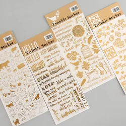 Creative Retro Bronzing Sticker DIY Decorative Gold Sticker Pocket Peripheral PVC Bronzing Photo Album Diary Sticker 21*8.9cm