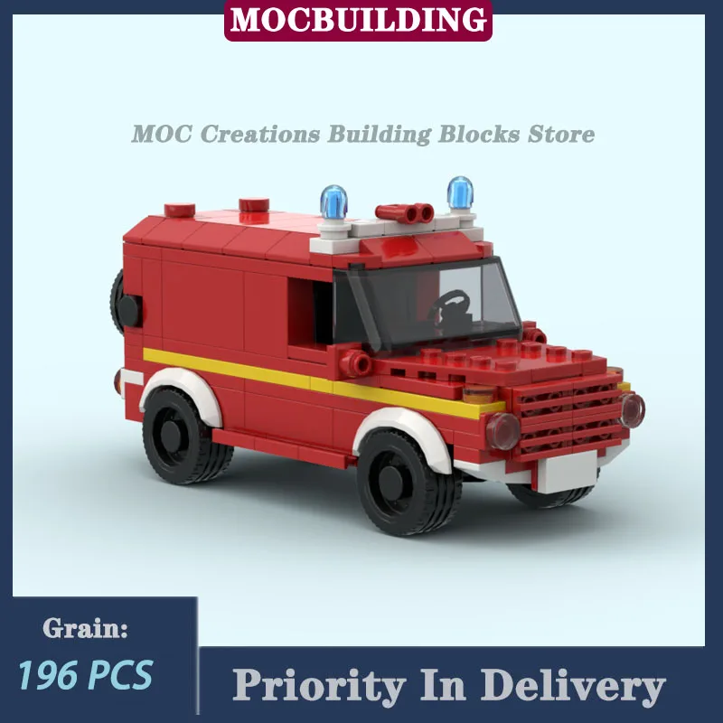 MOC City Fire Truck Model Building Block Transport Vehicle Firefighter ...