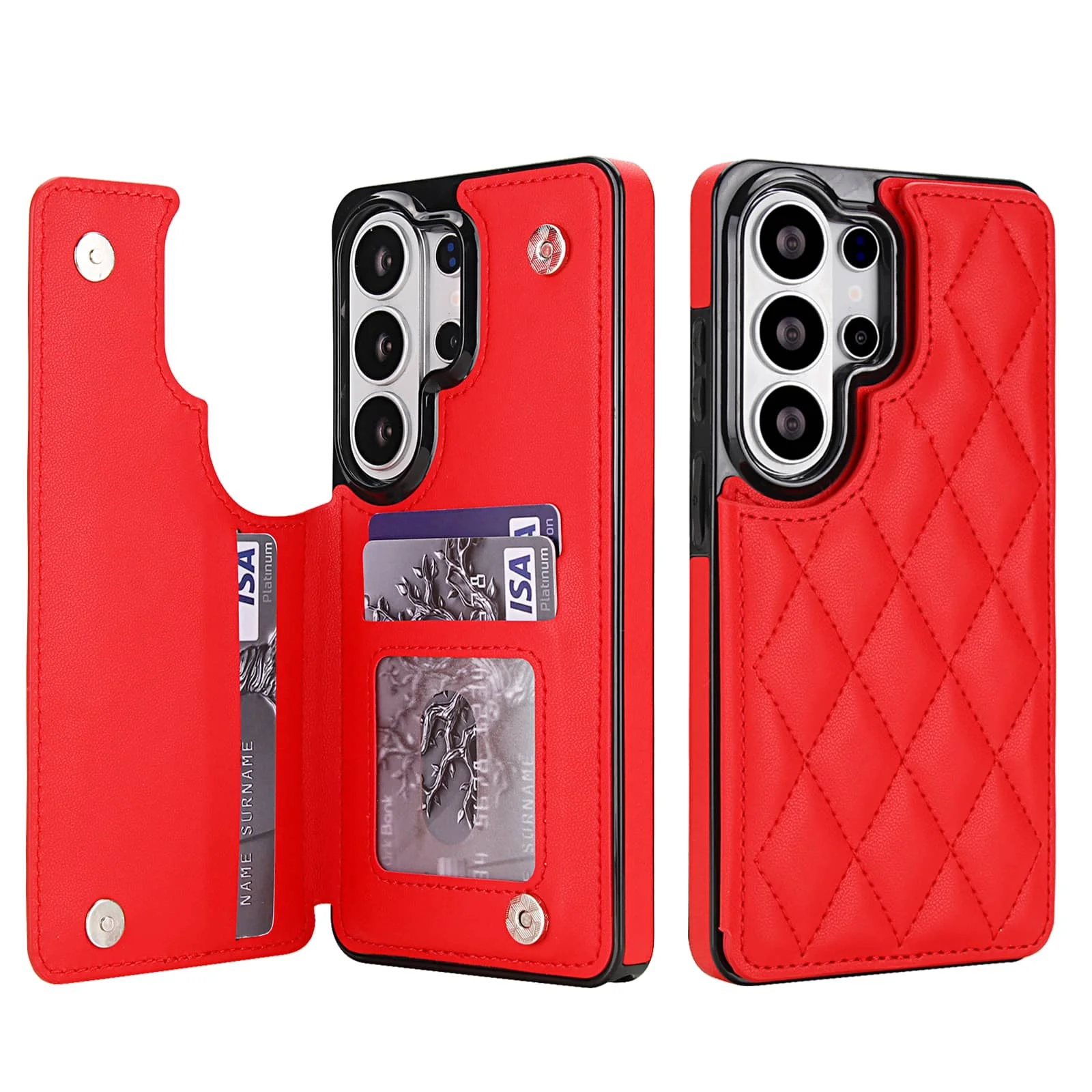 Luxury Flip Folio PU Faux Leather Wallet Cover with Card Slots and Kickstand