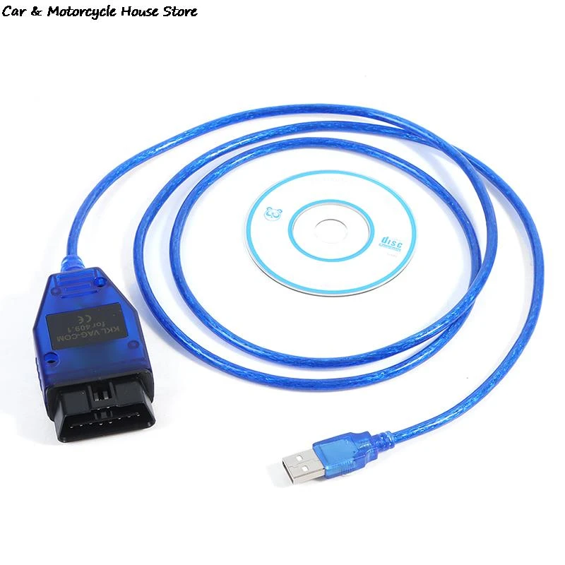 Blue VAG-COM 409.1 Vag Com 409Com Vag 409.1 Kkl OBD2 USB Diagnostic Cable Scanner Interface For VW Audi Seat Volkswagen motorcycle oil temperature gauge