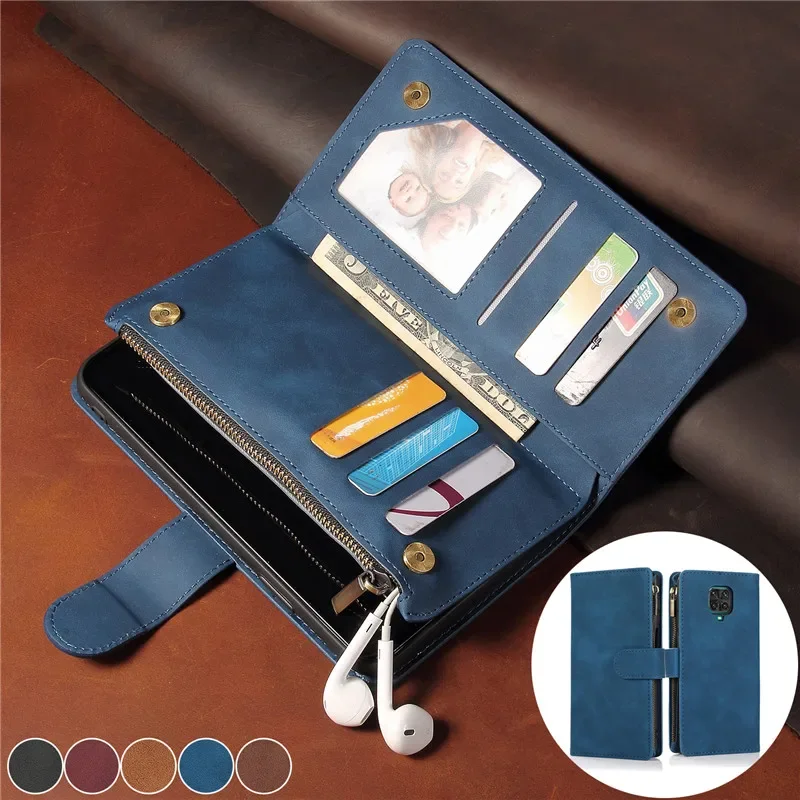 Premium Retro Flip Leather Zipper Wallet Card Case Cover