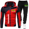 Kawasaki Logo Motorcycle Racing Team Men Zip Up Hoodie Pant Sets 2025 Fashion Male Zipper Sweatshirt Pants Suit Sport Coat Set 2