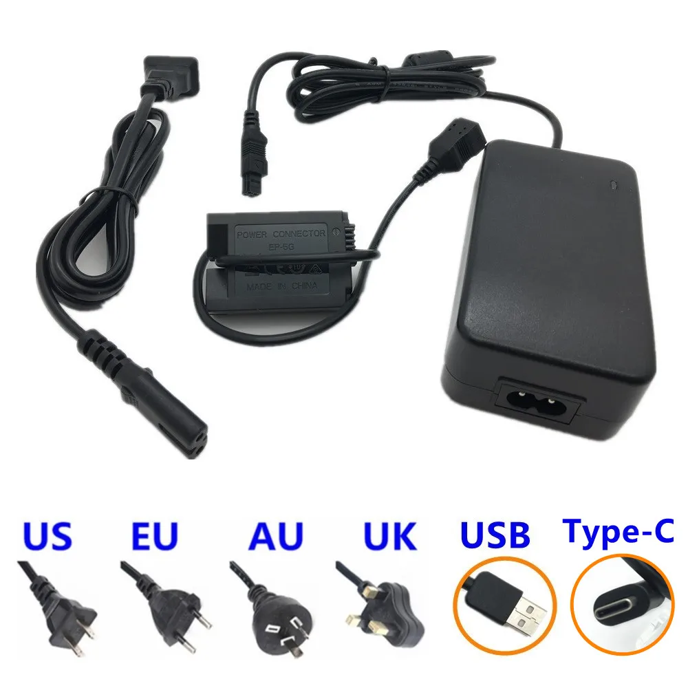 EN-EL25 Dummy Battery Coupler + Power Supply Adapter USB Type-C Charger Kit for Nikon ZFC Z50 Z30 Camera as EL25 ENEL25 EP-5G