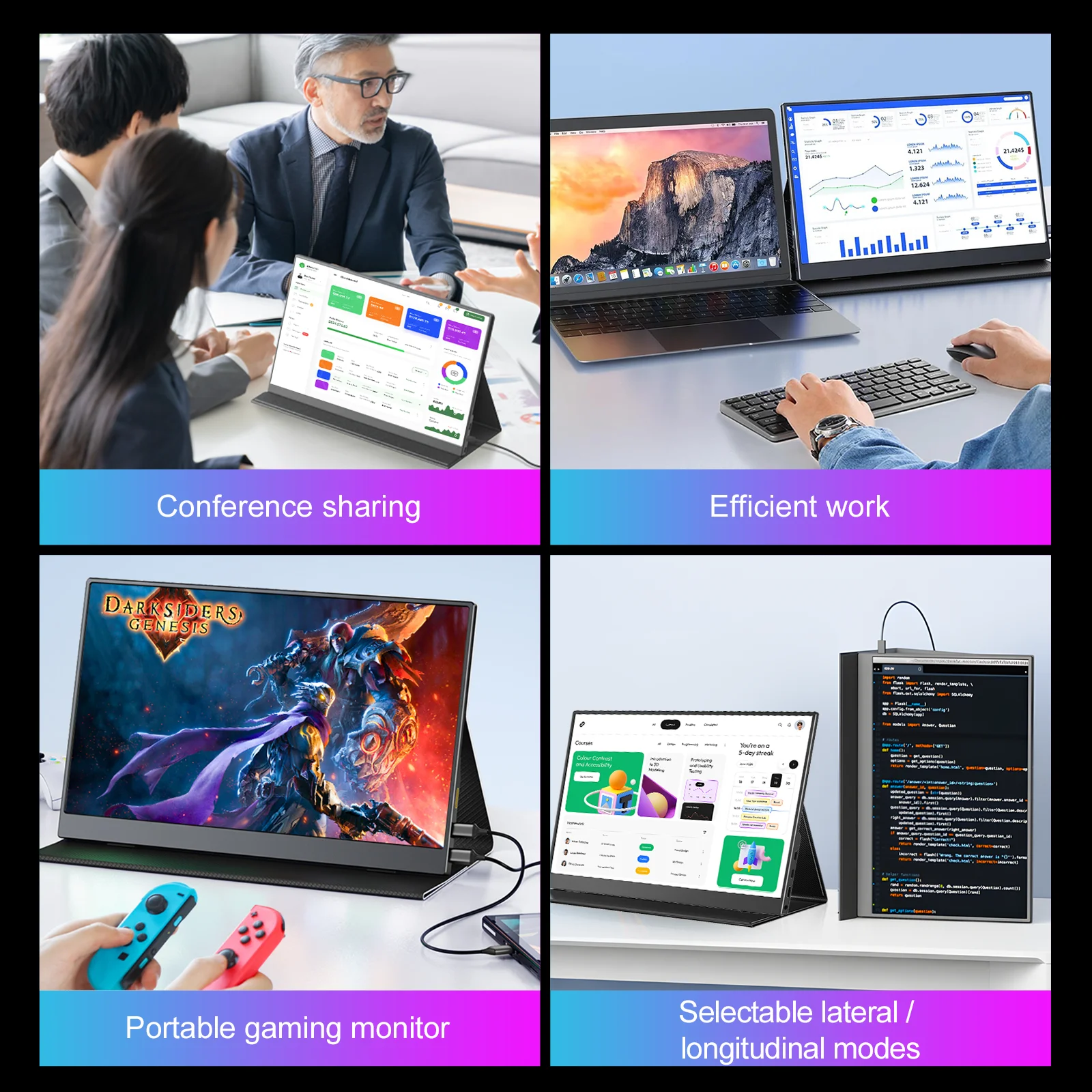 15.6인치 1080P 휴대용 터치 모니터 IPS 178 °   60Hz 45% NTSC 듀얼 스피커 타입-C 미니 HDMI(노트북 폰 스위치 PS4/5 Xbox용)