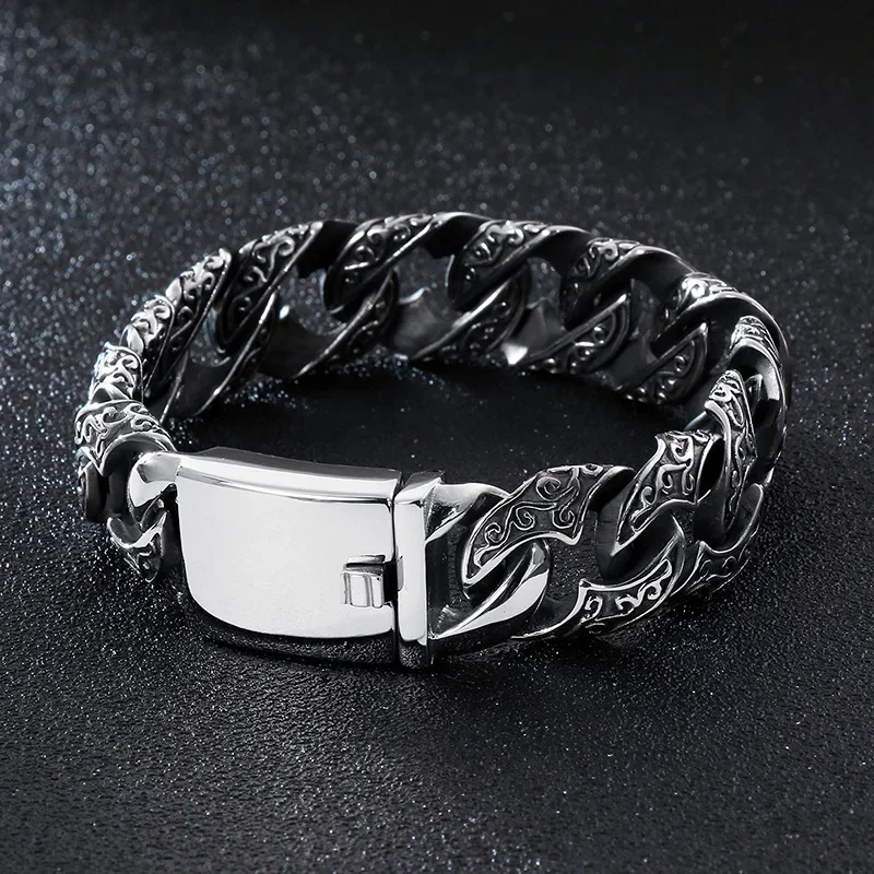 

Punk Hip-hop Style Stainless Steel Men's Bracelet Personalized Trend Fashionable Multi Ring Interlocking Pattern Bracelet Gift