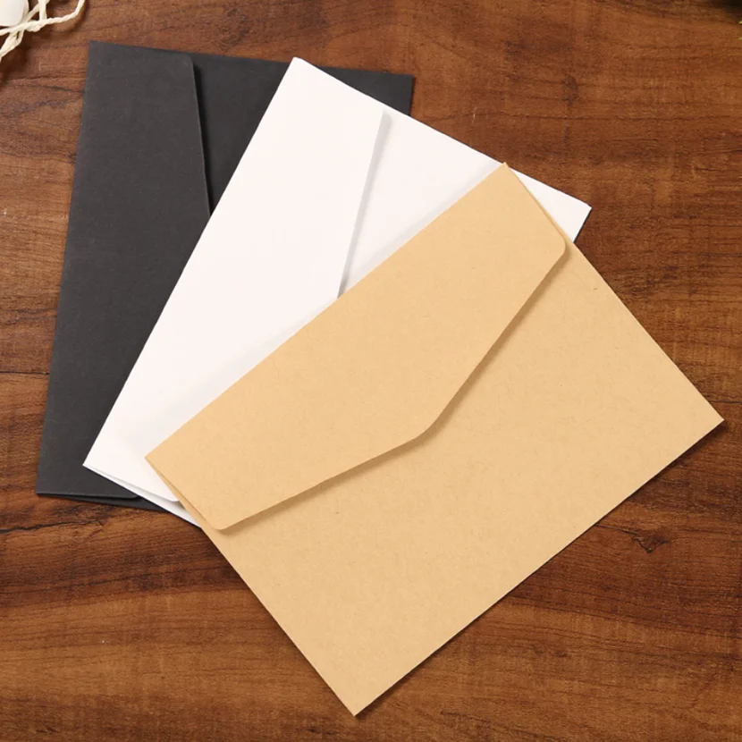 10Pcs Classical Paper Envelopes White Black Kraft Blank Paper Window Envelopes Wedding Invitation Envelope Gift Envelope kraft paper envelopes window envelopes mailing envelopes