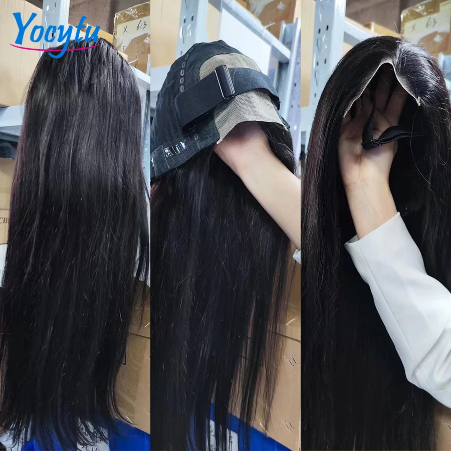 24 26 inch Glueless Wig Human Hair Ready To Wear Straight Human Hair Lace Frontal Wig Wear And Go Glueless Human Hair Wigs