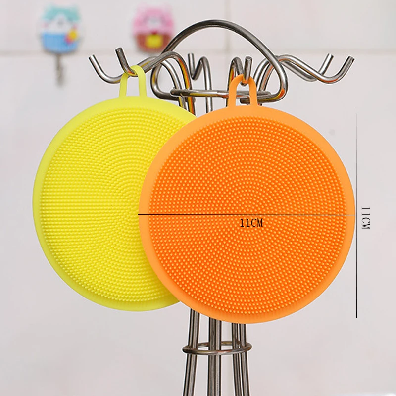 Kitchen Gadgets Round Silicone Magic Cleaning Brushes Washing Fruit Brush Insulation Pad Pot Bowl Cleaner Kitchen Accessories - 6