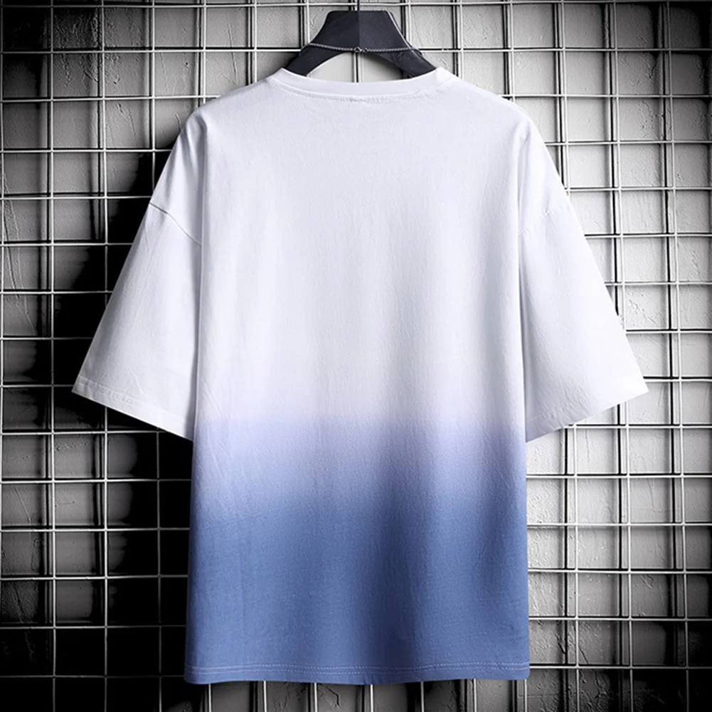 

Men Top T-Shirt Tee Shirts Gradient Color Half Sleeve Korean Loose Solid Color Summer Daily Leisure Retro Simple