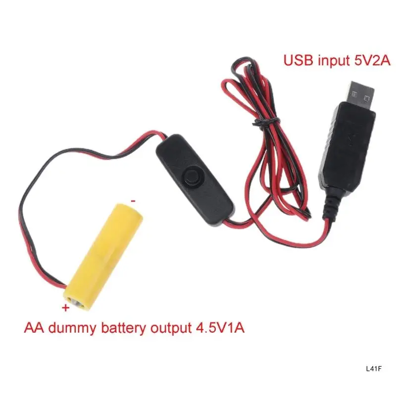 고성능 4.5V LR6 AA 더미 배터리 제거기 LED 조명 라디오용 ON OFF 스위치가 있는 USB 전원 케이블