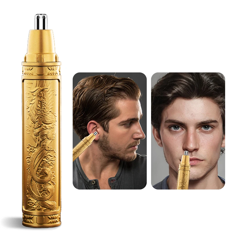 Men's Electric Nose Hair Trimmer Golden Dragon Rechargeable Washable Automatic Mini Nose Hair Trimmer Portable Ear Hair Remover