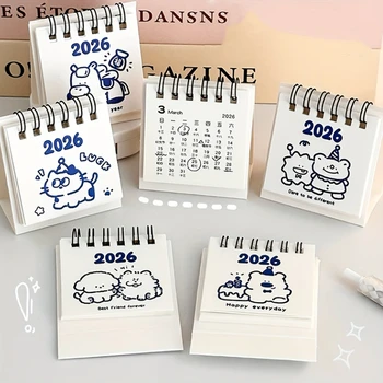 1pc Mini Calendario da tavolo 2026 Planner a tema Capodanno cinese Carino come il cucciolo Calendario a schede Conto alla rovescia quotidiano Accessorio per ufficio