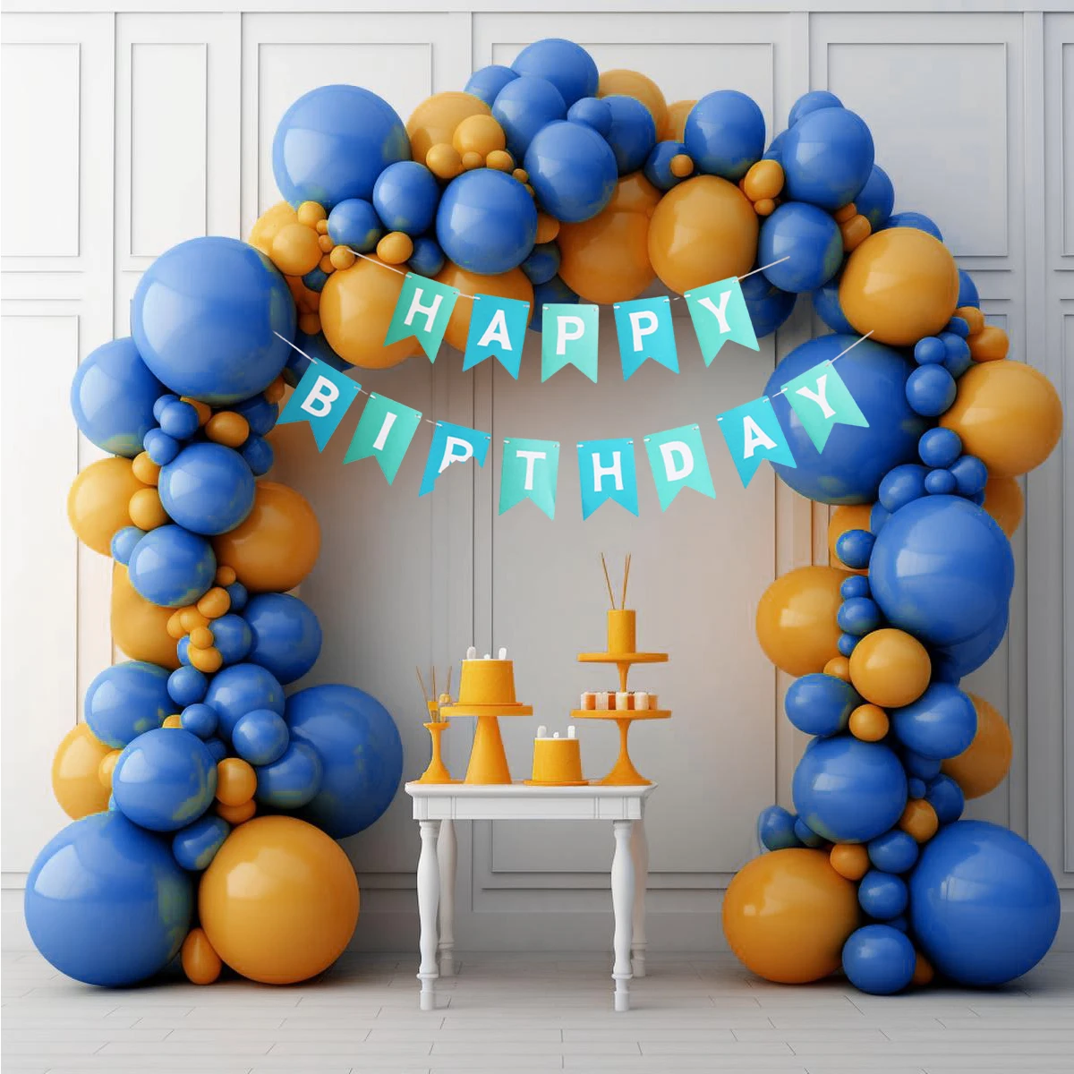 

104pcs Set 16.4ft Blue Type1 Paper Card Birthday Banner For Birthday Party Latex Party Balloons Latex Balloon Foil Balloon