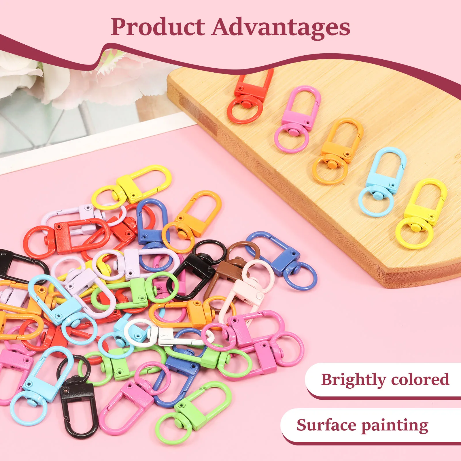 180/100Pcs Keychain Hooks Metal Swivel Lobster Claw Clasp for DIY Craft Jewelry Making Multi Color Swivel Clasp Lanyard Keychain