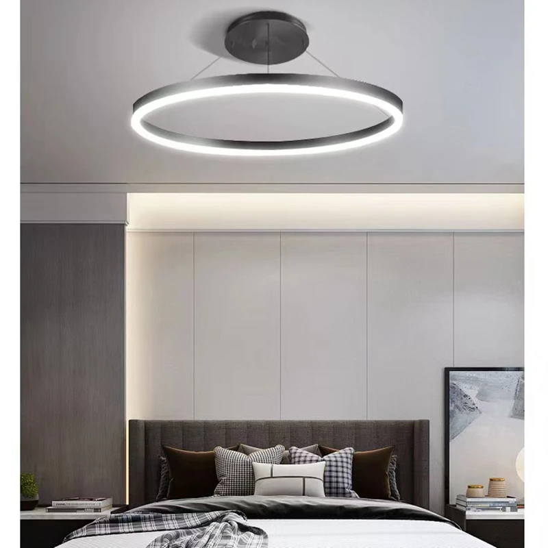 Современная светодиодная люстра, круглый потолочный светильник с кольцом, блеск для украшения комнаты, спальни, кухни, столовой, Подвесная лампа, украшение для дома