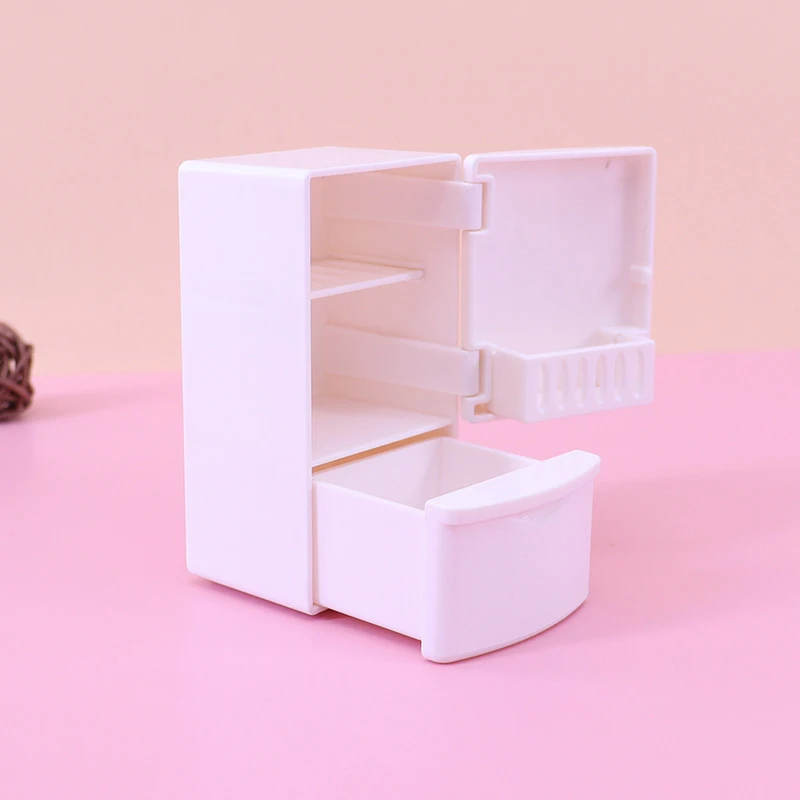 1:12 Mini Dollhouse White Refrigerator With Food Set Kitchen Toys Miniature Furniture Fridge Decorations For Kids Gift 2