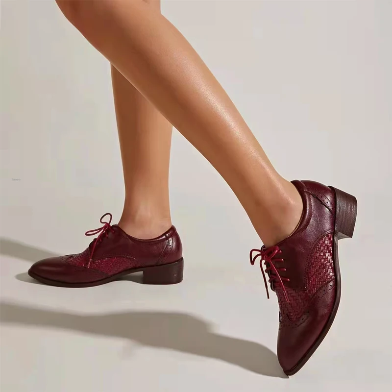 

ENMAYER Oxford Shoes for Women Flats Lace Up Pointed Students Derby Sneaker Party Casual Shoes Slip on Loafers Chaussure Femme