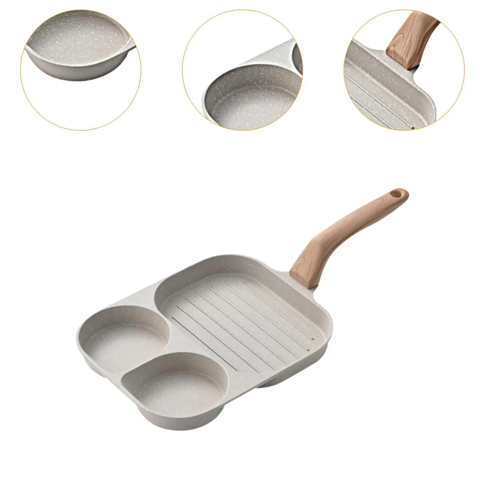 Nonstick Egg Frying Pan Fried Egg Pan 3 Section Long Handle Versatile Easy Clean Nonstick Egg Frying Pan Fried Egg Pan 3 Section Long Handle Versatile Easy Clean