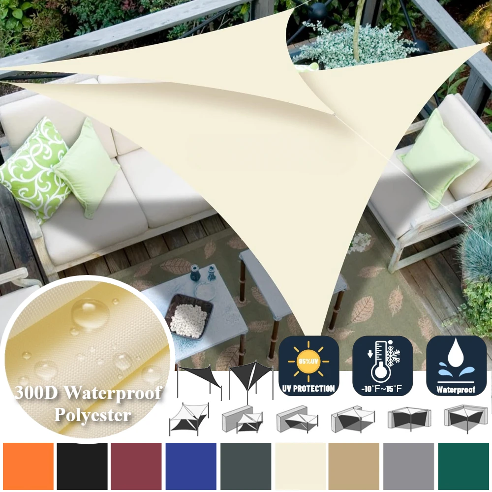 Triangle Sun Shade Sail Waterproof UV Block Sun Shelter Awnings Canopy for Garden Yard Patio Sunscreen Sunsails 2Pack 5/3.6/3/2M sun shade sail
