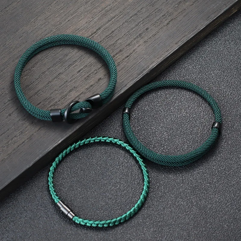 New 3Pcs Men Bracelet Set Lucky Red Keel Rope Braslet Surfer Nautical Fabric Braclet Leisure Accessories Gift For Him Jewelry