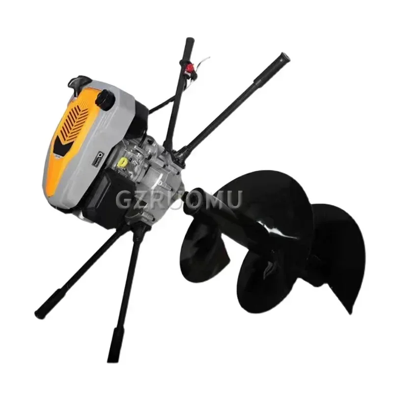 7.3KW Ground Drilling Digging Machine Tree Planting Digger 4Stroke Gasoline Punching Machine 225CC Pedal Type Drill Pile Driver