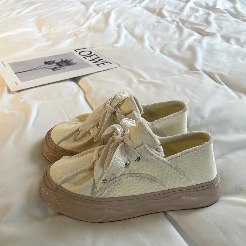 

2023 Canvas Shoes Women's Sneakers Tennis Spring Autumn Lace Up Woman Flats Sneakers Shoes Platform Ladies Casual Sports Shoes