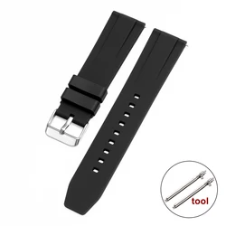 Universal Waterproof Silicone Sport Wristband - Quick Release Rubber Watch Band - 22mm (Black)