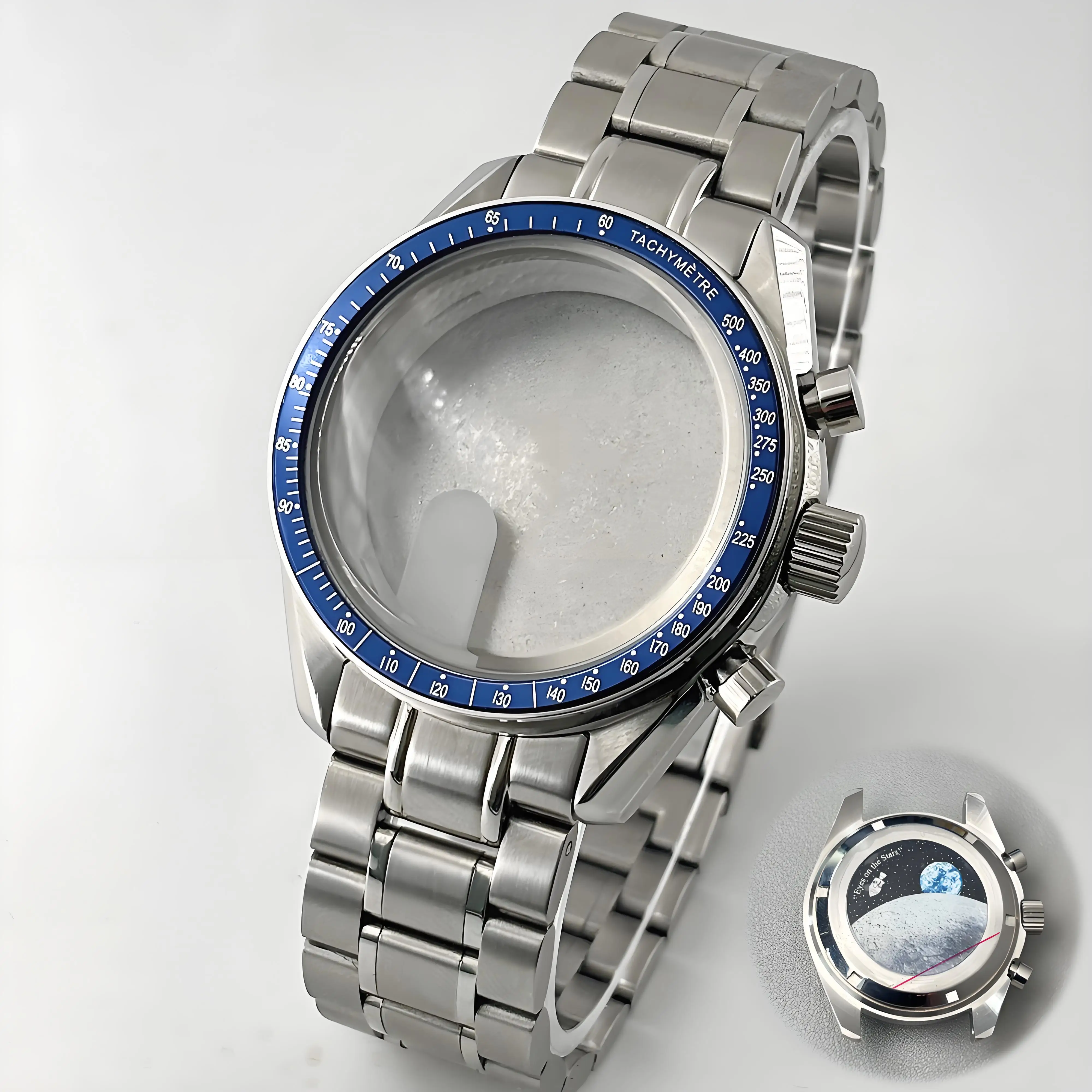 Moon Metal Chronograph Case with Sealed Back and Bezel - Elegant Business Watch