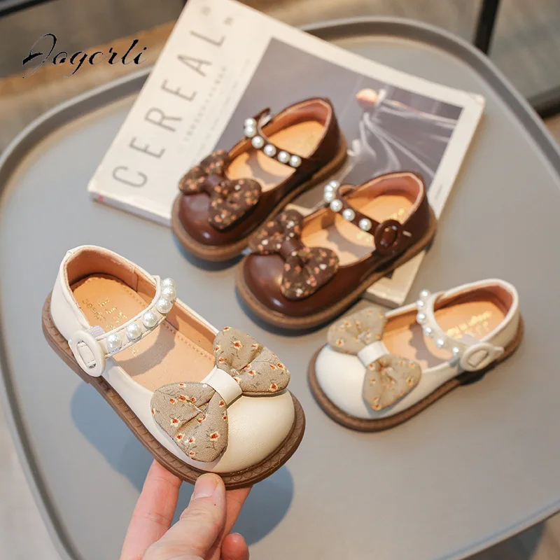 Girls' Princess Shoes Spring Autumn PU Leather Children's Cute Loafer Soft Sole Flats Size 22-31 leather shoes girls shoes girls flats