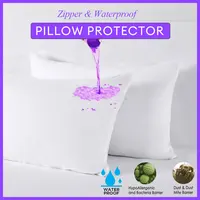 2pcs Pillow Cover Waterproof Zipper Pillow Protector Bedbug Proof & Allergy Protection Pillowcase 1