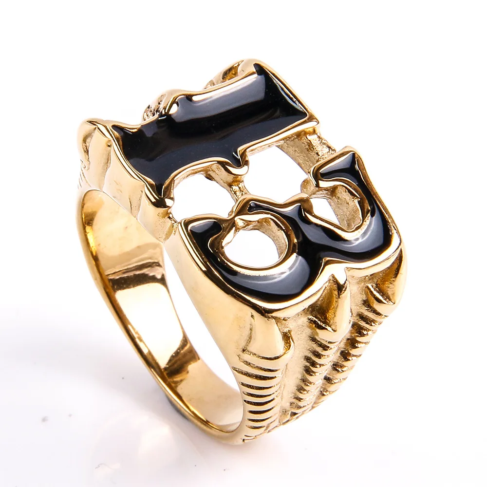 

Men's Stainless Steel Rings Vintage 13 Letter Index Finger Rings Size 7-13