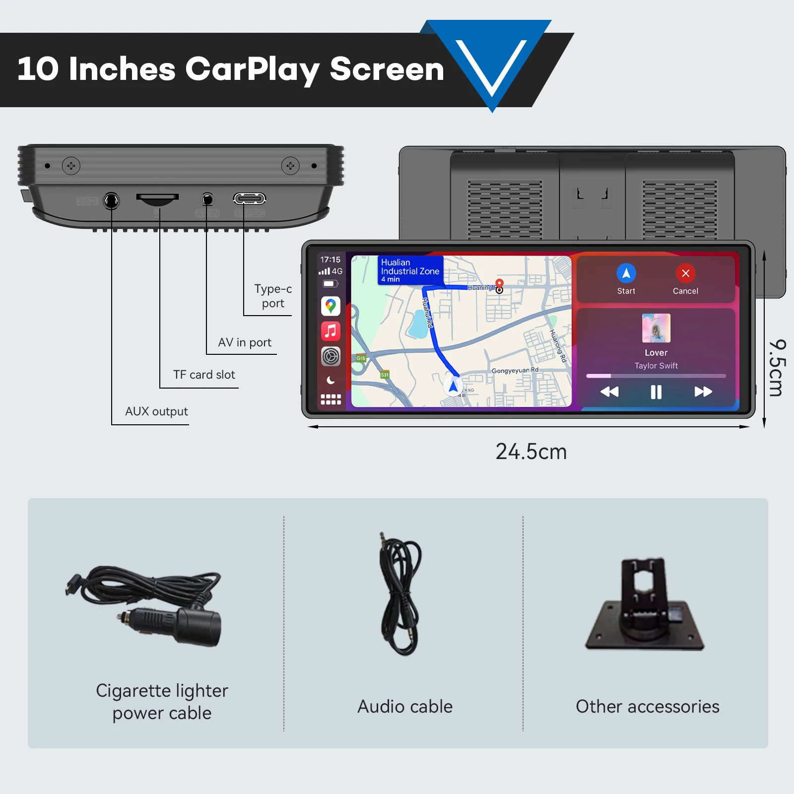Car Multimedia Player Wireless Carplay Wireless Carplay Adapter Smart Carplay Box Multimedia Touch Screen Car Dashboard Display Screen Dash Cam Driving Recorder Car Rear View Camera Wireless Portable Carplay Screen for Car 10.26Inch Carplay & Android Auto Car Touch Stereo Dash Cam Backup Camera