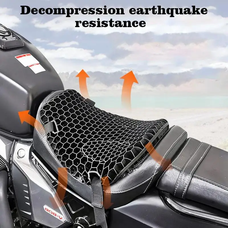 Motorcycle Seat Gel Cushion with Honeycomb Air Comfort: Universal Cooling Relief Pad for Decompression and Comfort – F8X2