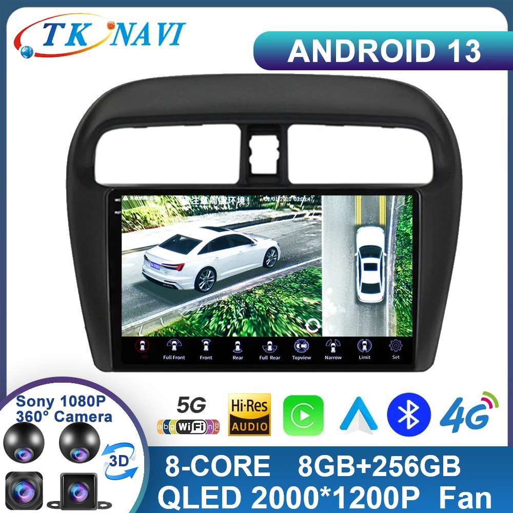 ALOEU Android 15 Auto Radio Für Mitsubishi Mirage - 9 Zoll Touchscreen | Mit Navigation & CarPlay | 2012-2023