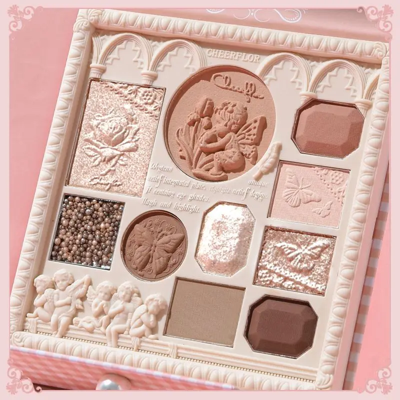 

Angel Relief Embossed Eye Shadow Plate Blush Highlight Integrated Makeup Beauty Palette Eye Shadow Multi-Color Multi-Purpose