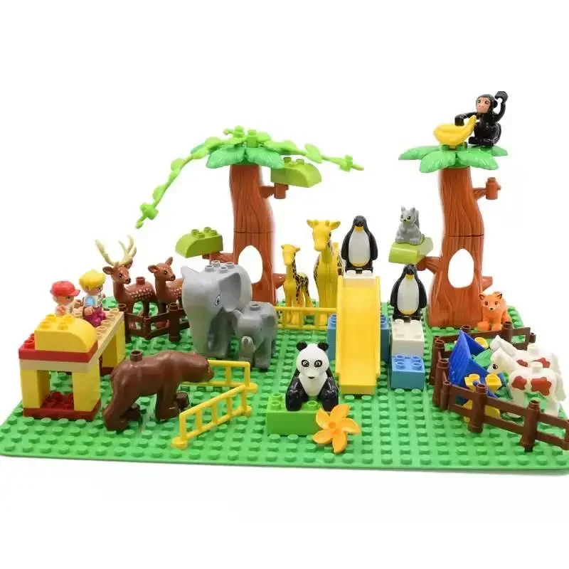 Construction Blocks Building Blocks Big Size Building Blocks Forest Animals Lion Deer Panda Beast Enlightenment Toys Compatible Large Blocks Children Kids Gifts